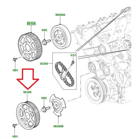 Land rover POULIE GAUCHE ARBRE A CAME (LR120557LR)
