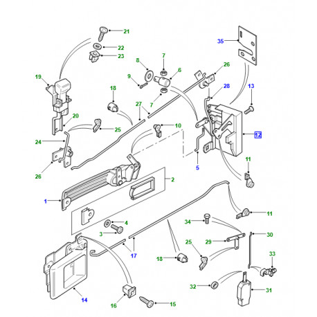 Land rover serrure porte arriere Defender 110,  130 (FQM100771)