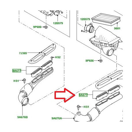 Land rover grille conduite d'air usage (LR113348)