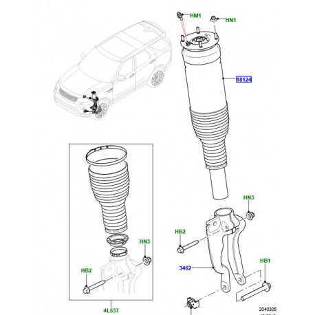 Land rover Amortisseur MACPHERSON avant droit (LR123641LR)