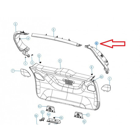 Mopar Moulure gauche hayon (6NL73DX9ABPC)