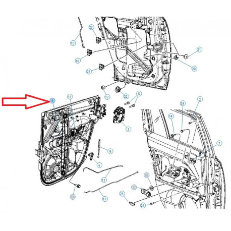Mopar leve-glace arriere gauche Compass MK49 (68002889AA)