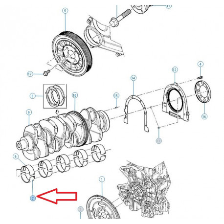 Mopar Coussinet villebrequin standard inférieur (68516528AA)