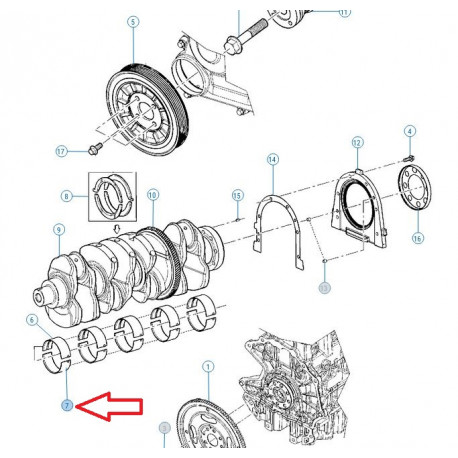 Mopar Coussinet villebrequin standard inférieur (68516527AA)