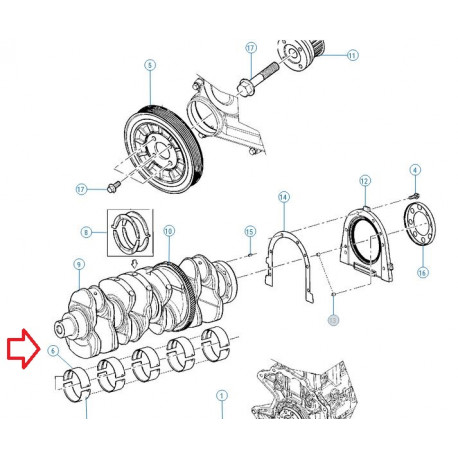 Mopar Coussinet villebrequin standard supérieur (68516526AA)