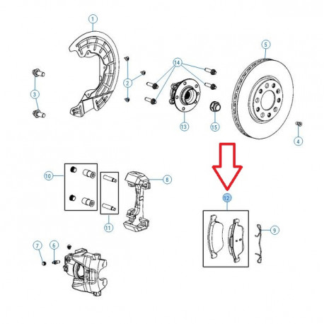 Mopar Plaquette de frein avant RENEGADE (68367807AA)