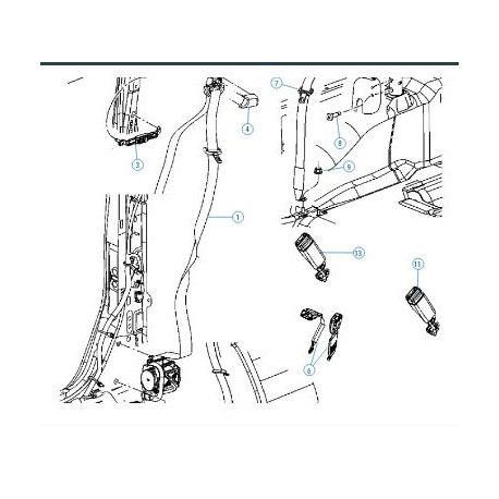 Mopar ceinture de securité avant gauche (5KC671DVAG)