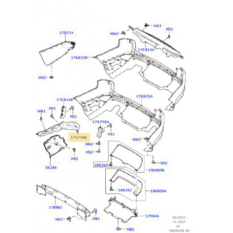 Land rover support-pare-chocs droit (LR087705)