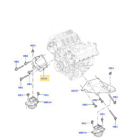 Land rover support-fixation av de moteur droit (LR074029)