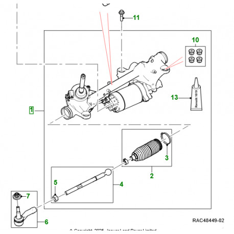 Jaguar Crémaillère de direction (J9C37201)