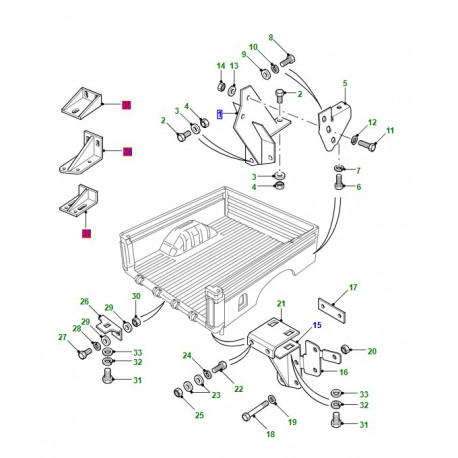 Land rover support gauche de traverse a la caisse Defender 110,  130 (MTC3482)