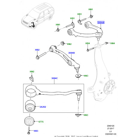 Land rover Bras de suspension supérieur avant gauche (LR113268LR)