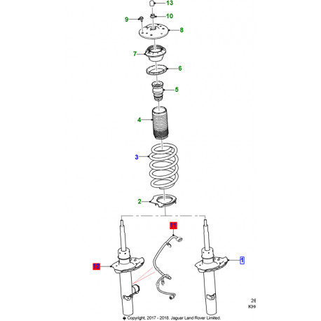 Jaguar Amortisseur de suspension avant gauche non piloté E-Pace (J9C13909JAG)