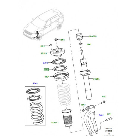 Land rover entretoise-ressort avant droite coude (LR090639)