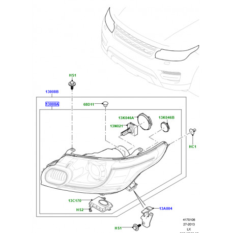 Land rover Phare avant gauche (xénon adaptatifs mixte) (LR090462LR)