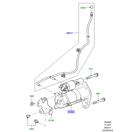 Land rover Démarreur électrique Gen2 Mono Turbo ou biTurbo (LR080292LR)