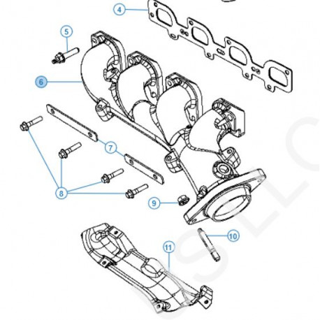 Mopar Collecteur d'échappement côté gauche pour V8 (05038537AD)