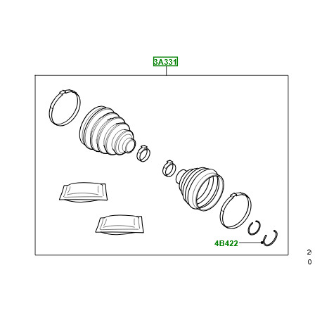 Land rover kit-soufflet arbre transmission arrière (LR003161LR)