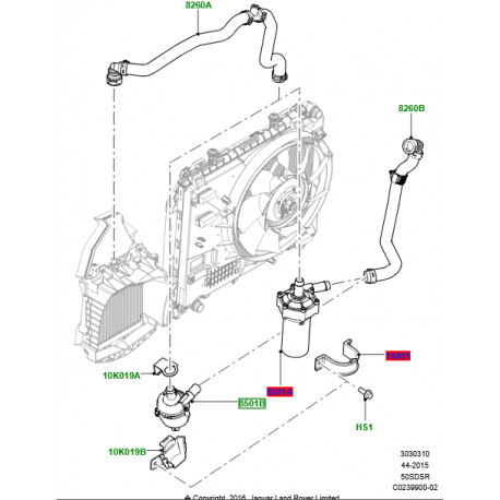 Land rover pompe à eau Discovery 5,  Range L405,  Sport (LR067228)
