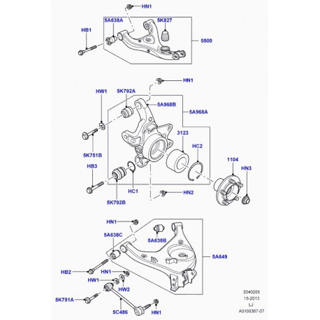 Oem bras de suspension arrière GAUCHE SUPERIEUR  Range L322 (RGG000070)