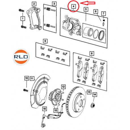 Mopar Etrier avant droit  JK-  KK - KA (68044863AA)