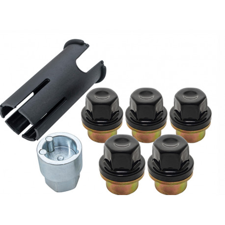 Oem Kit de verrous et cache-écrous de roue alliage couleur noir Defender 90, 110, 130 (RRB500090)