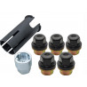 Kit de verrous et cache-écrous de roue alliage couleur noir Defender 90, 110, 130