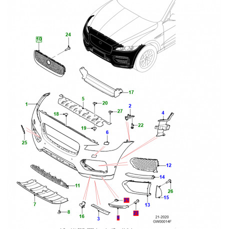 Jaguar Grille de calandre Gloss Black (ACC) F-Pace (T4A6211)