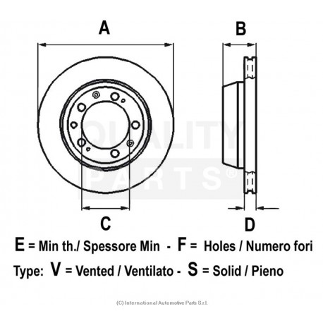 Allmakes 4x4 disque de frein avant diametre 260mm Voyager ES (4383968)