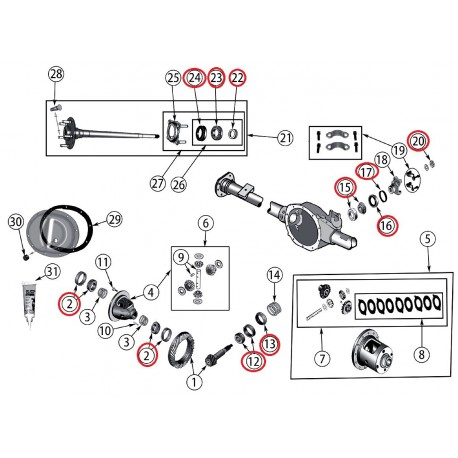 Crown kit rouls diff pignon attaque jt dana 35 Grand Cherokee WG,  WJ,  ZJ (76557)