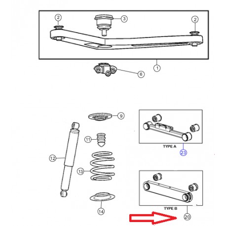 Mopar tirand de pont arriere inferieur type b Cherokee KJ (52088682ACPC)