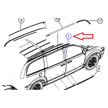 Mopar moulure montant porte avant droite (05020664AD)