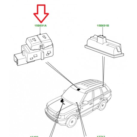 Land rover interrupteur toit ouvrant Discovery 3, Range Sport (YUC500030PVJ)