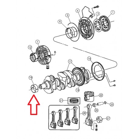 Mopar coussinet de villebrequin Cherokee KJ (05069077AA)