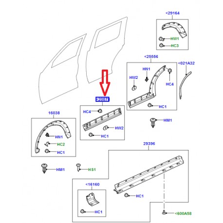 Land rover moulure exterieure porte avant gauche Discovery 3 (DGP000134PCL)