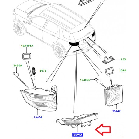 Land rover feu antibrouillard arriere droit Discovery Sport (LR102041)