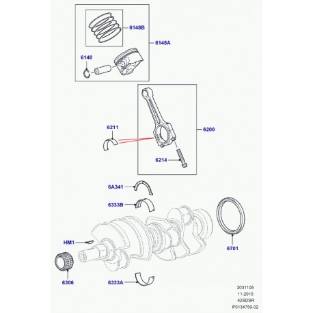 Land rover flasque coussinet palier vilebreq. Range Sport (1069689)