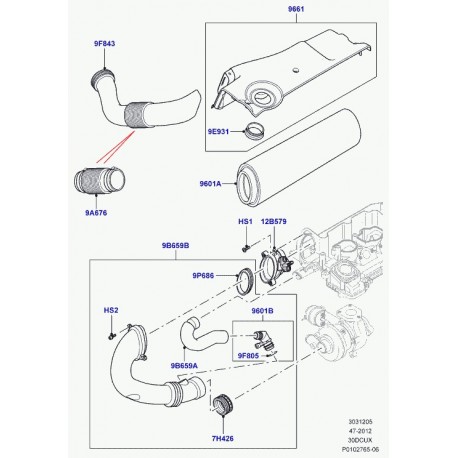 Land rover tuyau flexible d'air Range L322 (8510263)