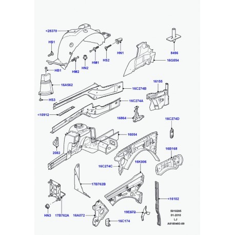 Land rover tole interieure passage de roue Range L322 (ABD760220)