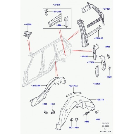 Land rover panneau lateral arrière Range L322 (ACC760010)