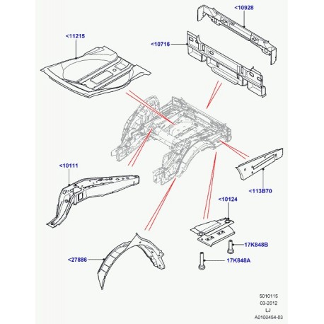 Land rover raidisseur plancher arriere Range L322 (AGA760052)