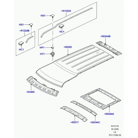 Land rover renfort panneau de pavillon Discovery 3 (AKD780070)