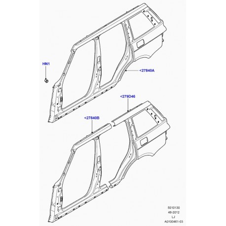 Land rover ensemble panneaux lateraux cabine Range L322 (ALA760120)