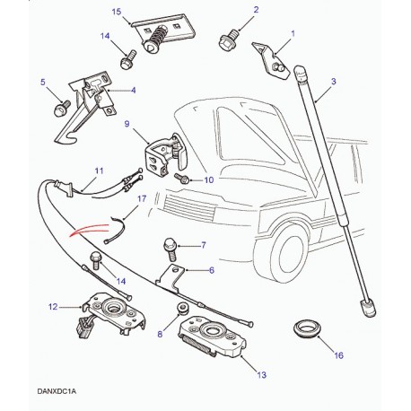 Land rover tirette de capot Range P38 (ALR6989)