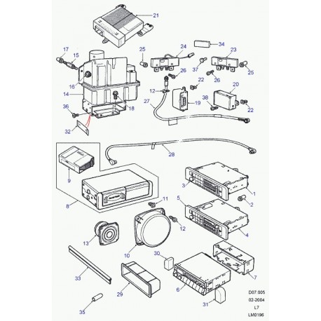 Land rover plaque de montage radio Range P38 (AMR2658)