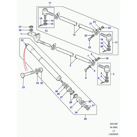 Land rover tube biellette transversale Defender 90, 110, 130 (ANR2860)