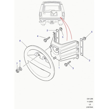 Land rover porte roue Discovery 2 (ASR1579)