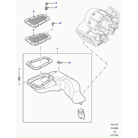 Land rover grille entree d'air droite Defender 90, 110, 130 (AWR2214)