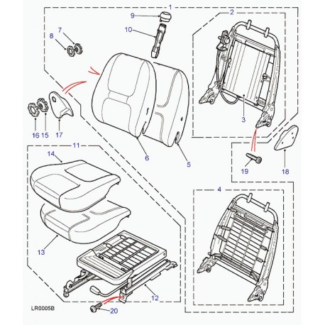 Land rover garnissage dossier de siege Freelander 1 (AWR3893RBE)