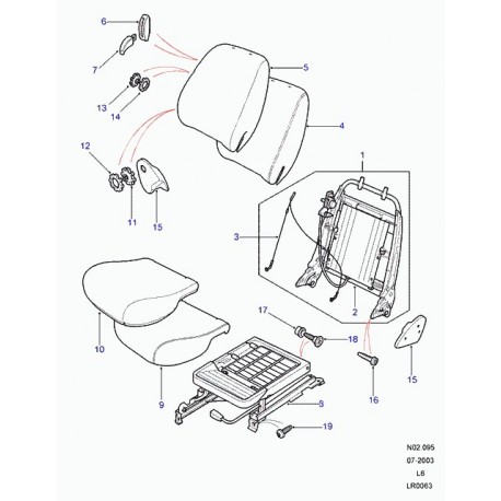 Land rover boule verrouillage de siege Freelander 1 (AWR3969LNF)